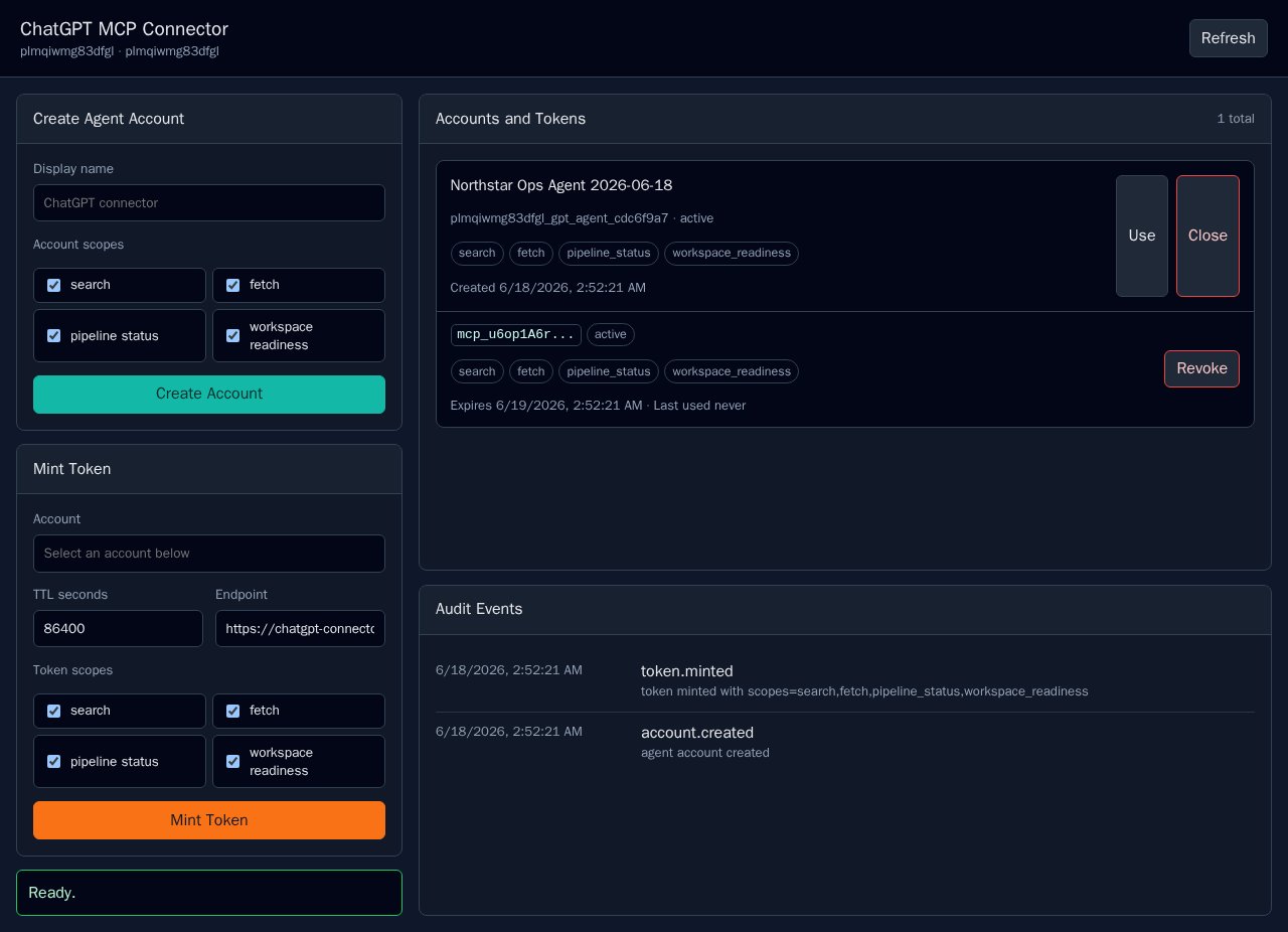 ChatGPT Connector web UI screenshot from the Latium visual test run