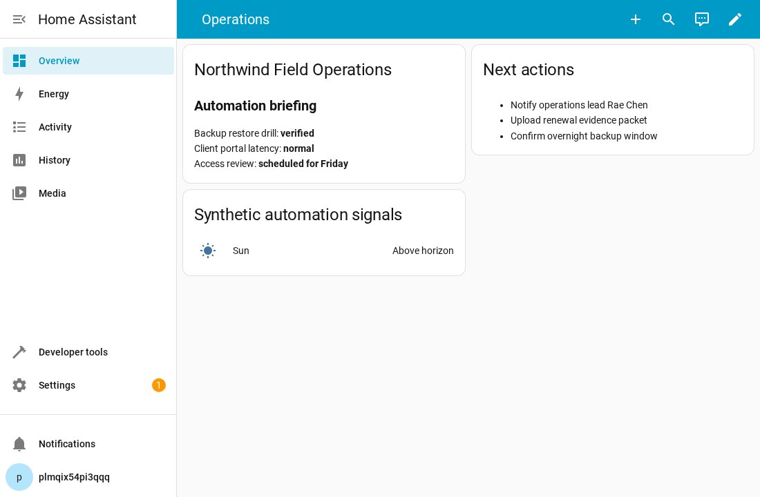 Home Assistant web UI screenshot from the Latium visual test run