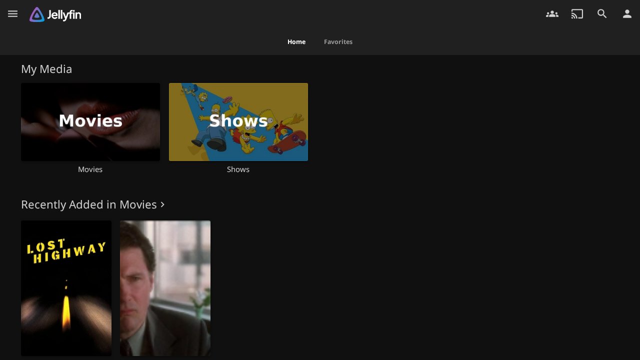 Jellyfin web UI screenshot from the Latium visual test run