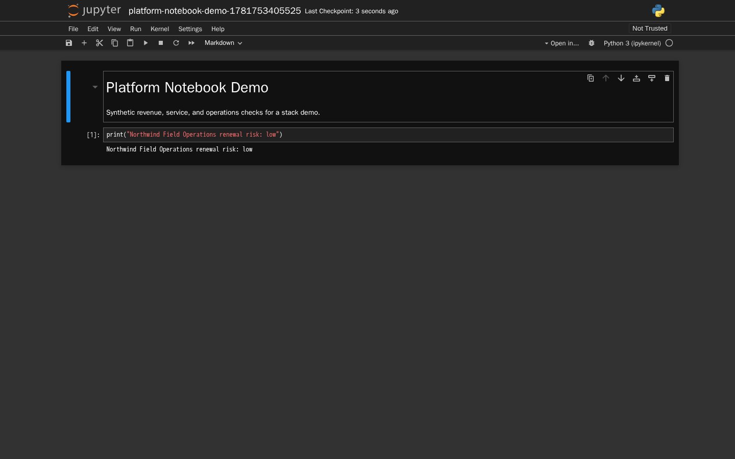 Jupyter Notebook web UI screenshot from the Latium visual test run
